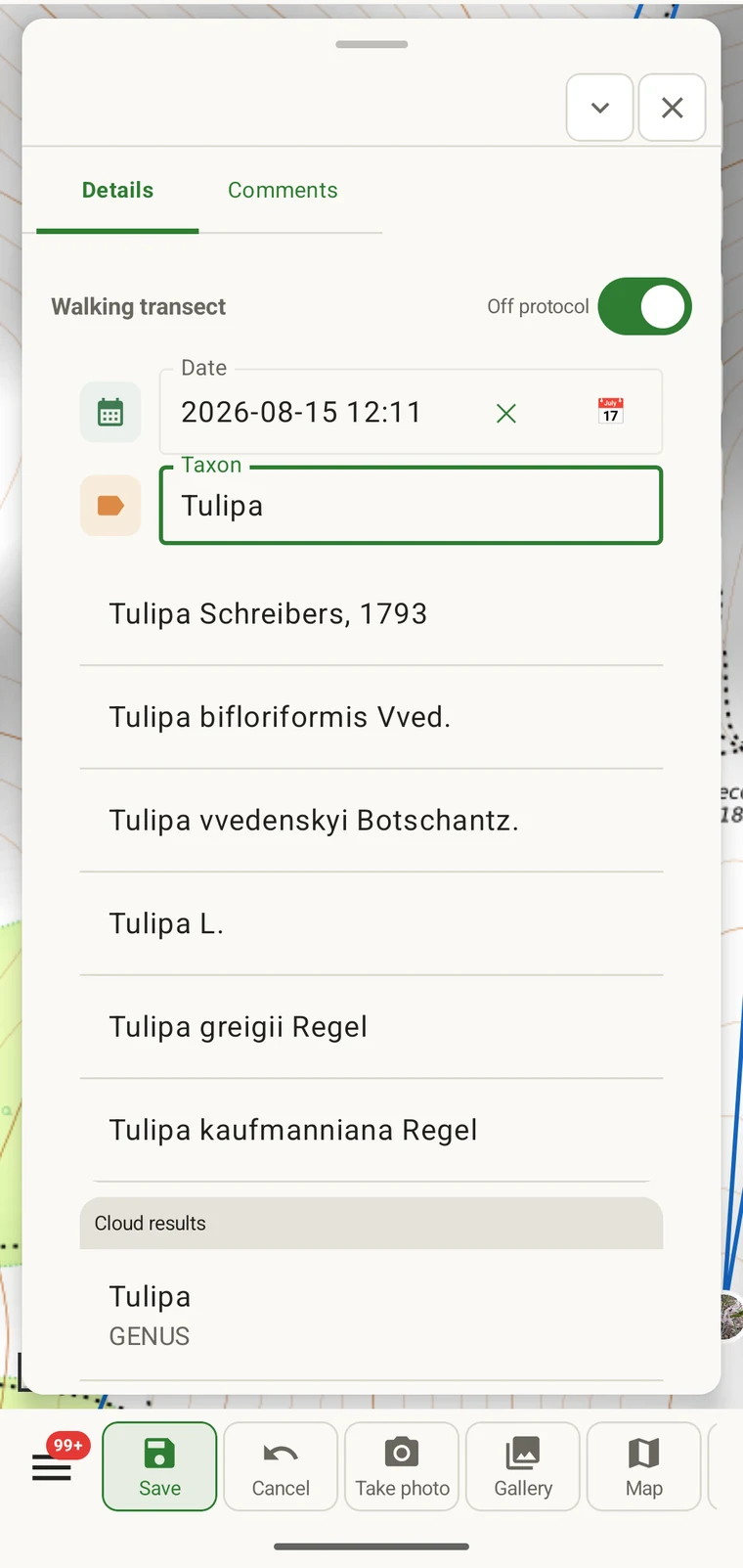 Taxon search results showing Central Asian Tulipa species