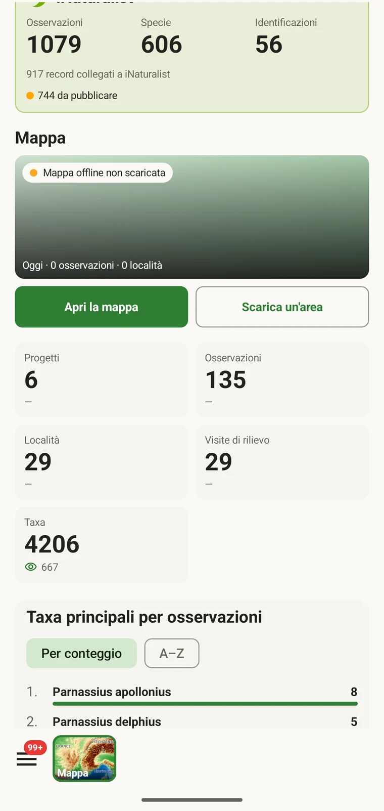 Dashboard di EarthCape